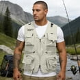 thumbnail image 6 of CCRFTGI Vest for Men Casual Lightweight Outdoor Fishing Work Safari Travel Hiking Running Golf Photo Sleeveless Cargo Vest Jacket Multi Pockets Beige XXL, 6 of 7