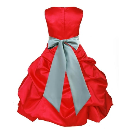 - Ekidsbridal Formal Satin Pick-up Red Flower Girl Dress Christmas Bridesmaid Wedding Pageant Toddler Recital Easter Holiday Communion Birthday Baptism Occasions Size 2 4 6 8 10 12 14 16 806s
