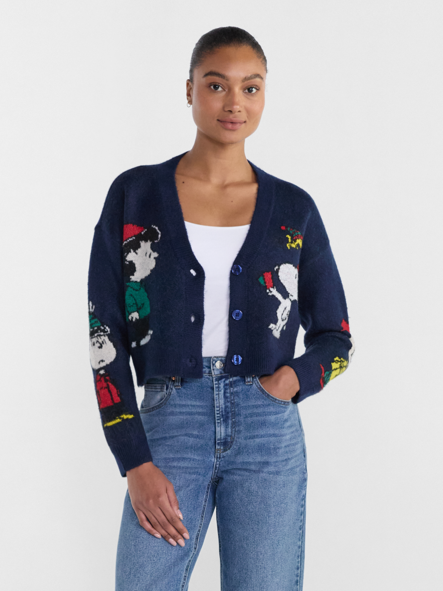 Peanuts Women's V Neck Button Front Cardigan photo 5