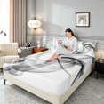 thumbnail image 3 of Manfei Abstract Artwork Bed Sheets, Gradient Fuul Size Sheets, Gray, Gray Reversible 4-Piece1 Flat Sheet + 1 Fitted Sheet + 2 Pillowcases, 3 of 6