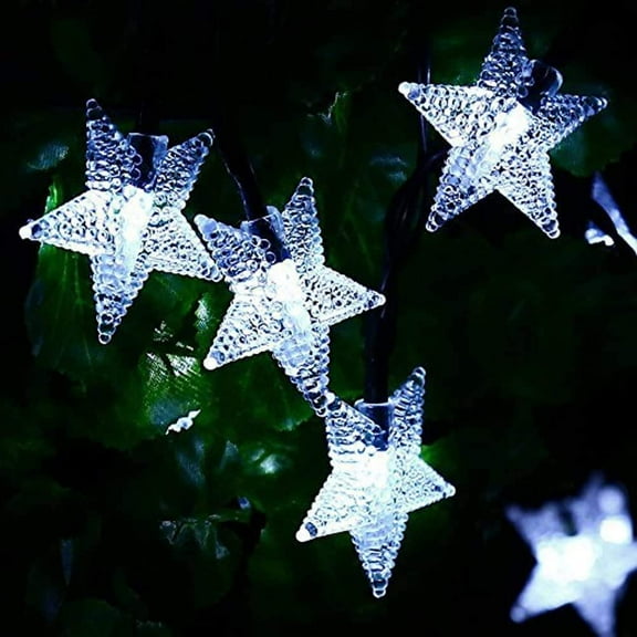 LINLIN Solar Star String Lights, 23ft 50LED Star Fairy Lights Waterproof Starry Fairy String Light for Christmas Party Home Outdoor Wedding Garden Decoration