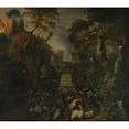 thumbnail image 2 of Mathias Withoos 13x12 Black Ornate Wood Framed Double Matted Museum Art Print Titled: Cemetery Landscape at Night, 2 of 5