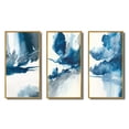 thumbnail image 2 of Designart "Solitary Majesty in Imperial Blue Splendor I" Abstract Liquid Ink Framed Wall Art Set Of 3 - Blue Modern Frame Canvas Set For Living Room Decor, 2 of 6