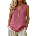 thumbnail image 4 of Women's Gauze Henley Tank Top | V-Neck Sleeveless Button Down Blouse | Lightweight Loose Fit Summer Shirts for Beach Vacation, 4 of 8