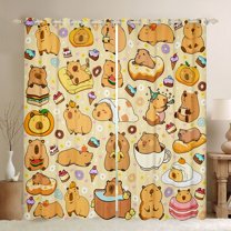 jejeloiu Capybara Animals Lovers Curtains Pack of 2 (42x84 Each),Sweet Cake Ice Cream Curtains Blackout For Girls Teens