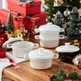 thumbnail image 2 of Lareina Mini Cocotte - 12oz Ceramic Casserole Dishes - Kitchen Casserole Sets With Handles And Lid - Small Baking Ramekins - Oven, Microwave & Dishwasher Safe - Set of 4 - White, 2 of 9