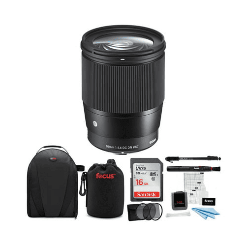 Sigma 16mm f/1.4 DC DN Contemporary Lens for Sony with Accessory Bundle 