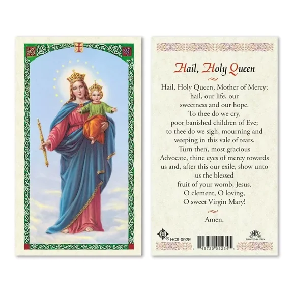 Our Lady Help of Christians Hail Holy Queen Card Laminated Prayer 2-Sided Holy Card - Pack of 25