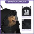 thumbnail image 3 of BestPet Folding Pet Stroller for Small & Medium Dogs and Cats, Portable 4-Wheel Dog Stroller, Cup Holder, Black Linen, 44 Lbs Capacity, 3 of 7