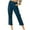 Dark Blue, variant on Summer Capri Pants for Women Cotton Linen Button Cropped Pants Ankle Soild Color Trousers with Pockets