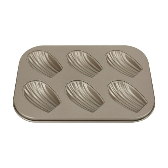 Ohufall 6 Cavity Mini Madeleine Cake Pan Non-stick Oval Scallop Baking Pan Baking Tray For Cookie Baking
