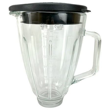 

6 Cup 48 oz Round Glass Blender Jar with Lid Replacement Part Compatible with Hamilton Beach Blenders