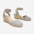 thumbnail image 6 of BURUDANI Women's Comfort Elastic Ankle Strap Shoes Espadrilles Wedge Sandals GREY Size 6.5, 6 of 6