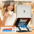 thumbnail image 3 of Adjustable Laptop Stand for Desk, Metal Foldable Laptop Riser Holder, Portable Ergonomic Laptop Riser Mount Notebook Stand Compatible with 8-17''Laptops(Black), 3 of 13
