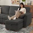 thumbnail image 5 of Pingliang Home Corduroy Sectional Sofa with Double Ottomans, Modern Modular Sofa Couch with Storage,4 Seat U-Shaped Couch Sofa for Living Room, Apartment, APT,Office,Studio,Dark Gray, 5 of 8