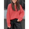 thumbnail image 2 of Women's Fall Sweaters Casual Long Sleeve Pullover Crewneck Ribbed Knit Jumper Tops Plain Blouse, 2 of 5