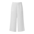 thumbnail image 4 of FRSASU Wide Leg Pants Woman High Waisted Trendy Cropped Barrel Pull On Baggy Elastic Waist Loose Fit Pants with Pockets White, 4 of 9