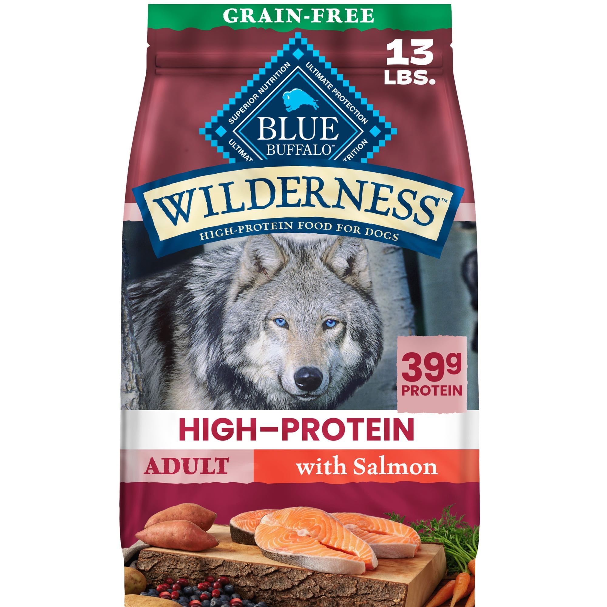 Blue Buffalo Wilderness High-Protein, Grain-Free Salmon Adult Dry Dog Food, 13lb Bag