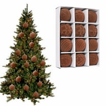 Velvet Christmas Balls,Velvet Ornaments for Christmas Tree,12pcs Flocked Christmas Tree Ornaments Assortment for Xmas Tree Holiday Decor(Coffee)