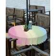 thumbnail image 2 of Boanket Outdoor Tablecloth with Umbrella Hole for Patio/Picnic/Party/Camping, Rainbow Stripes Waterproof Table Cloth Round Cover Washable, Modern Colorful Cream Striped Aesthetics Dia 54", 2 of 7