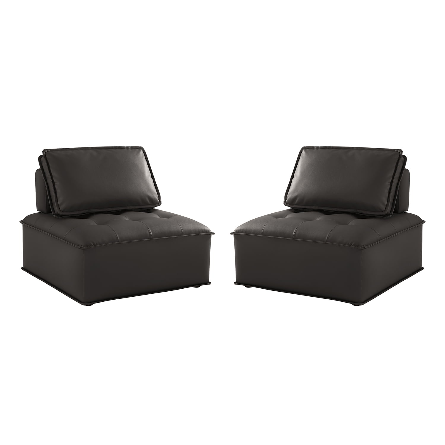 ARTFUL LIVING DESIGN Faux Leather Tufted Loveseat Set of 2 with Plastic