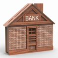 thumbnail image 2 of Alcancía de madera con forma de casa y mostrador, artesanía de madera, caja para ahorrar dinero, alcancía portátil, marrón M Marrón claro, marrón claro, 2 of 5