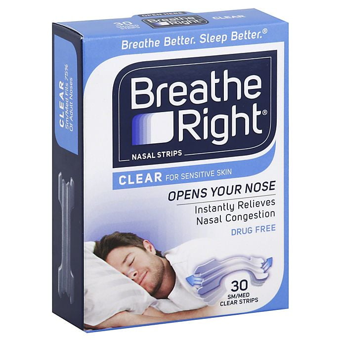 Breathe Right Size Small/Medium 30-Count Nasal Strips in Clear