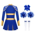 thumbnail image 2 of CHICTRY Girls Cheer Leader Sets for Festival Party Cheerleading Uniform Pleated Dress with Pom Pom B Blue 14, 2 of 5