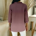 thumbnail image 5 of Women's Satin Ombre Top, Three Quarter Sleeve Gradient Print Blouse, Luxe Casual Shirt for Evening Parties or Date Nights,Light Brown - L, 5 of 5