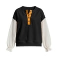thumbnail image 5 of LckLvx Women's Sweatshirt Ruffle Long Sleeve Button Up Patchwork Tops Fall Travel Outfits, 5 of 6