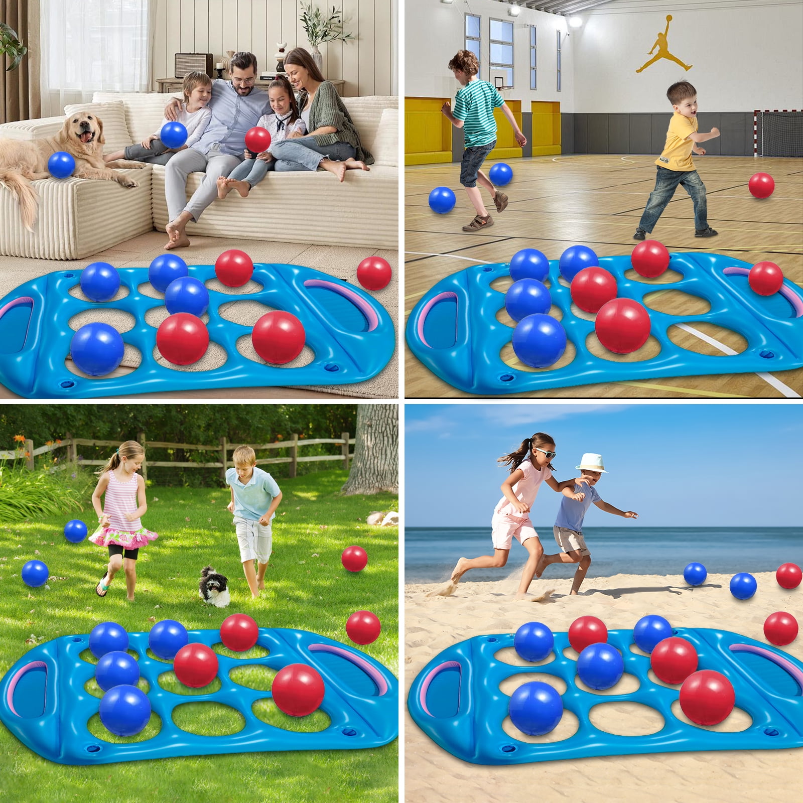 Pool Toys Games Set, Inflatable Floating Tic-Tac-Toe with 12 Balls, Cup Holder and Fruits Colder for Adults Teens Kids 2-8 Players