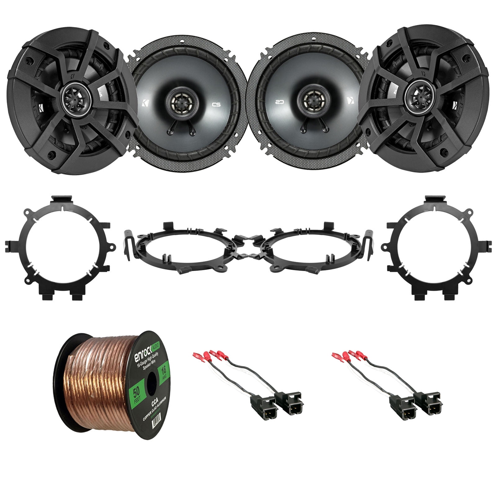 4x Kicker 43CSC654 600W 6.5" 2Way Black Speakers, 4x Metra Speaker