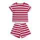 thumbnail image 1 of Odeerbi 6M-4Y Niños Niñas Conjuntos de Verano Camiseta de Manga Corta de Algodón A Rayas Pantalones Cortos Conjunto de Dos Piezas Pijama Acondicionado, 1 of 3