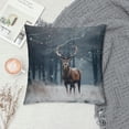 thumbnail image 2 of Chilfamy Deer Snow Trees Pillow Cushion Covers Square Design for Sofa Couch Bedroom Car Chair Home Decor Winter Theme Zipper Closure 1PC 18x18in, 2 of 5