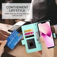 thumbnail image 2 of Allytechgroup for Apple iPhone 13 Case Wallet, Retro PU Leather Slim Fit Business Style Magnetic Closure Cards Slots RFID Blocking Phone Case for Women Men, Mint, 2 of 6
