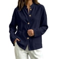 thumbnail image 6 of LUVDA Women's Corduroy Button Cardigan Fall Winter Band Collar Patch Pocket Shacket, 6 of 6