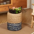 thumbnail image 2 of Tcbosik 13.78" Handwoven Pouf Ottoman Stool for Farmhouse & Boho Decor - Versatile Accent Seat, No Assembly Vanity Stool and Footrest (Natural+Blue), 2 of 6