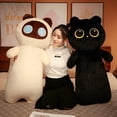 thumbnail image 2 of 1 pieza de peluche de gato gigante de 65 a 130 cm de largo, almohada cilíndrica de animal, peluche de gato Kawaii, regalo para amigos que duermen para niños, 2 of 5