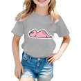 thumbnail image 2 of YUEHUA Girls Short Sleeve T-Shirts Kids Cute Graphic Basic Tees Fashion Summer Crewneck Tops 5-14 Years, 2 of 4