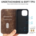 thumbnail image 6 of Allytech Wallet Case for iPhone 13 Pro 6.1" Compatible with MagSafe, Support Wireless Charger Vegan PU Leather Flip Magnetic Stand Case with Card Holders [RFID Blocking], Brown, 6 of 12