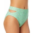 thumbnail image 3 of California Waves Women's Juniors' Printed Cutout High-Waist Bikini Bottoms  Swimsuit Green Size XS, 3 of 3