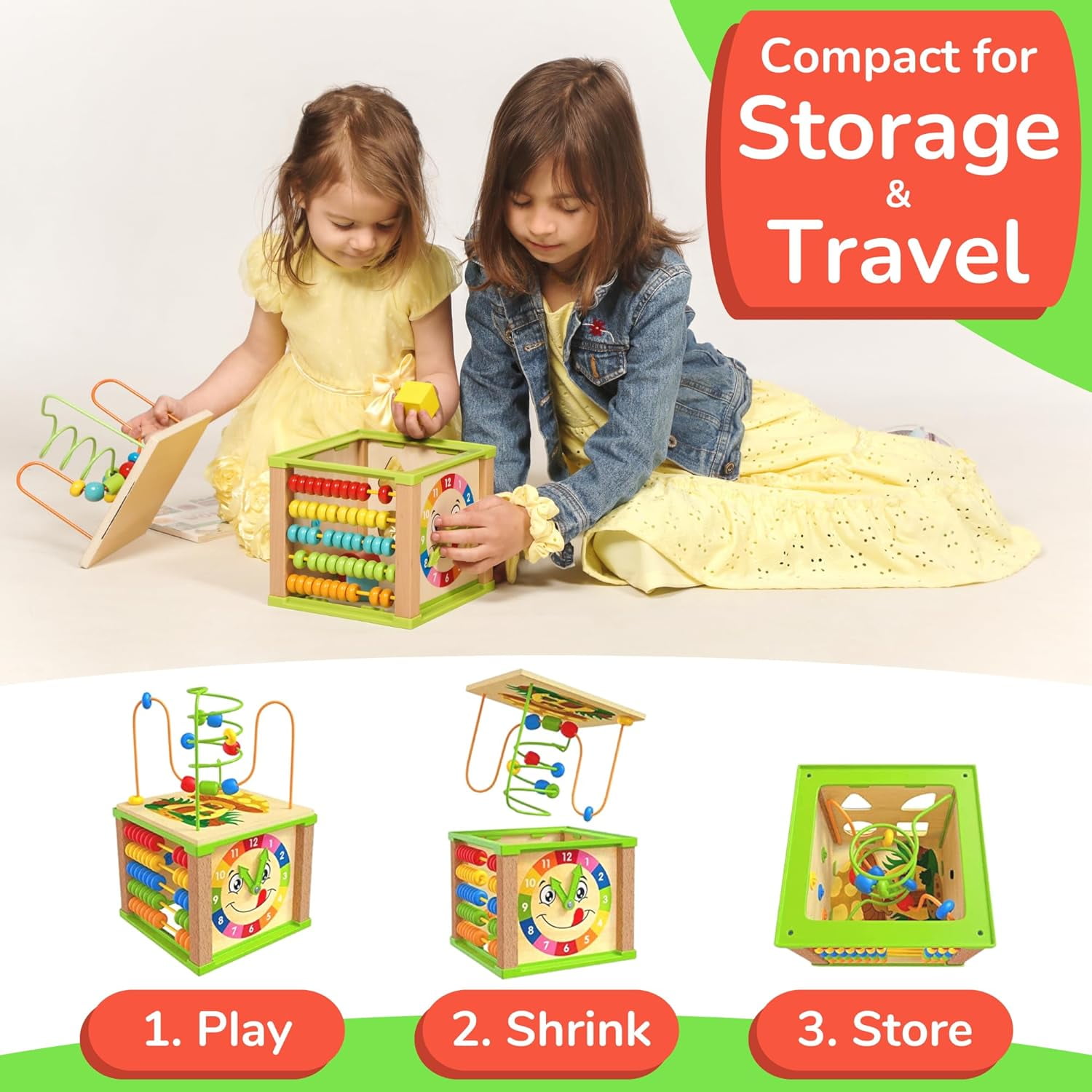 Toyventive wooden kids baby best sale activity cube boys gift set