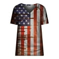 thumbnail image 4 of OAVQHLG3B Summer Tops for Women 4th of July Outfits for Women Patriotic ShirtsFashion Women Short Sleeve V-Neck Flag Printed Casual T-shirt Tops Blouse, 4 of 5
