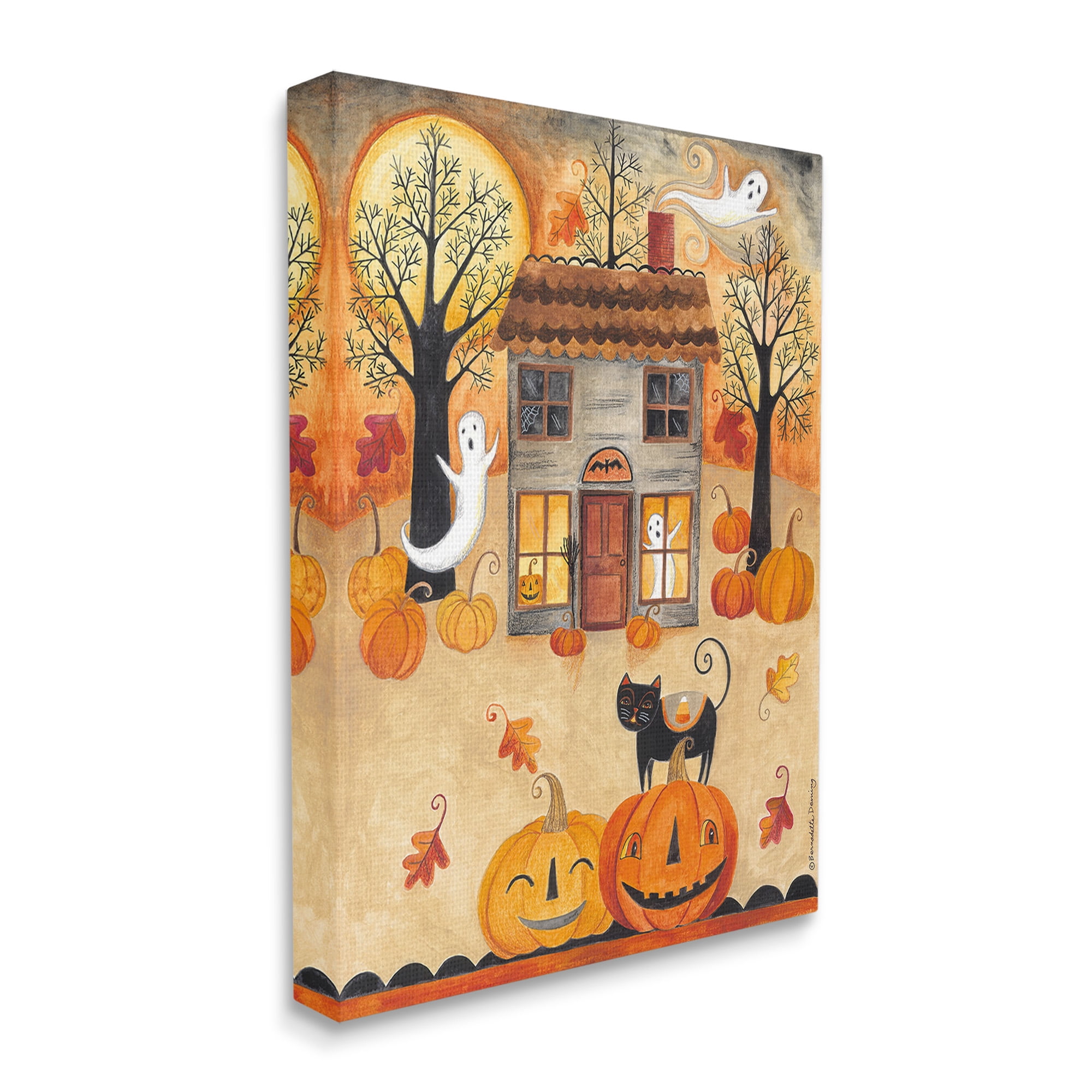 Stupell Industries Ghosts on Halloween Night Holiday Painting Gallery Wrapped Canvas Art Print Wall Art, 24 x 30