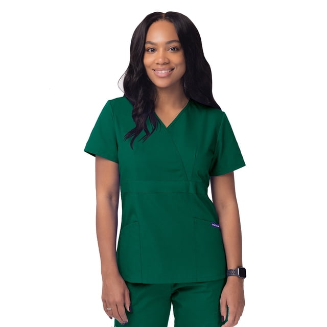 Sivvan Women's Scrubs Mock Wrap Top (Available in 15 Colors)