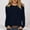 Navy, variant on Womens Navy Waffle Knit Long Sleeve Top - Crew Neck Stretchy Relaxed Fit with Chest Pocket, Casual Daily/Layering Wear (S-XXL),Size S