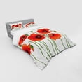thumbnail image 3 of Ambesonne Floral Bedding Set 3 Pcs, Pastoral Flowers Botany, Twin XL, Red and Green, 3 of 3