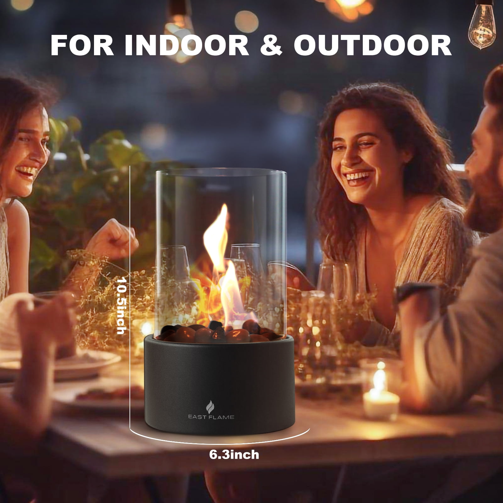 Tabletop Fire Pit with Windproof Borosilicate Glass, Portable Table Fireplace, Decoration for Home, Balcony & Backyard, Gift for Movie Nights Housewarming, Parties