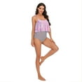 thumbnail image 2 of Lu's Chic Women's High Waisted Bathing Suit Sexy Bikini 2 Piece Ruffled Beach Full Coverage Summer Tankini Purple Large, 2 of 4