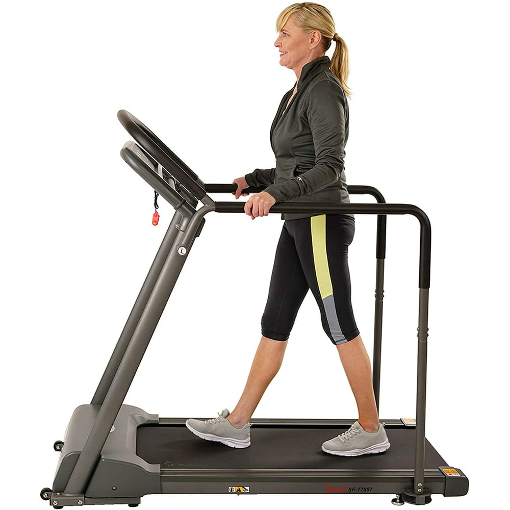 Sunny Health & Fitness Walking Treadmill with Low Wide Deck and Multi ...